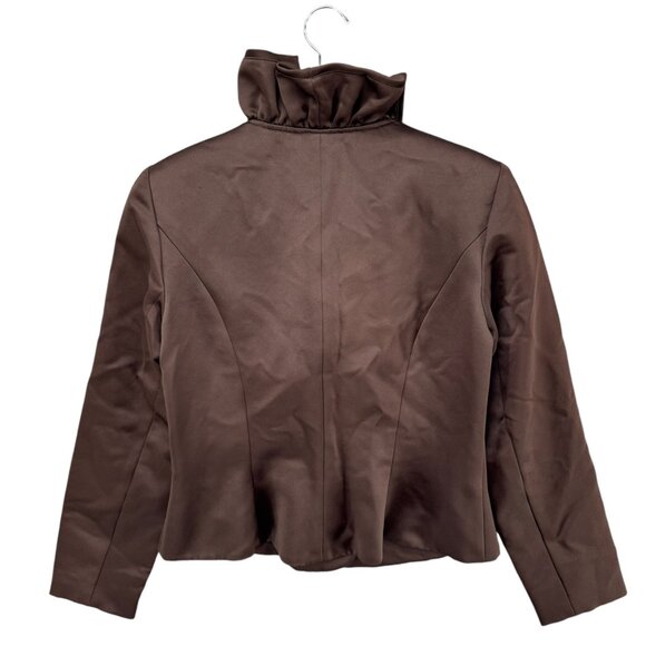 Vtg BlackTie Oleg Cassini Blazer Jacket Womens Ruffle Collar Button Front Size 8 - Picture 2 of 12